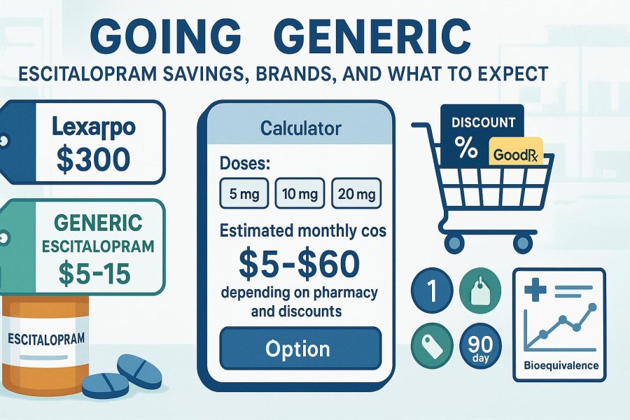 Calculate the savings on the price of a generic escitalopram